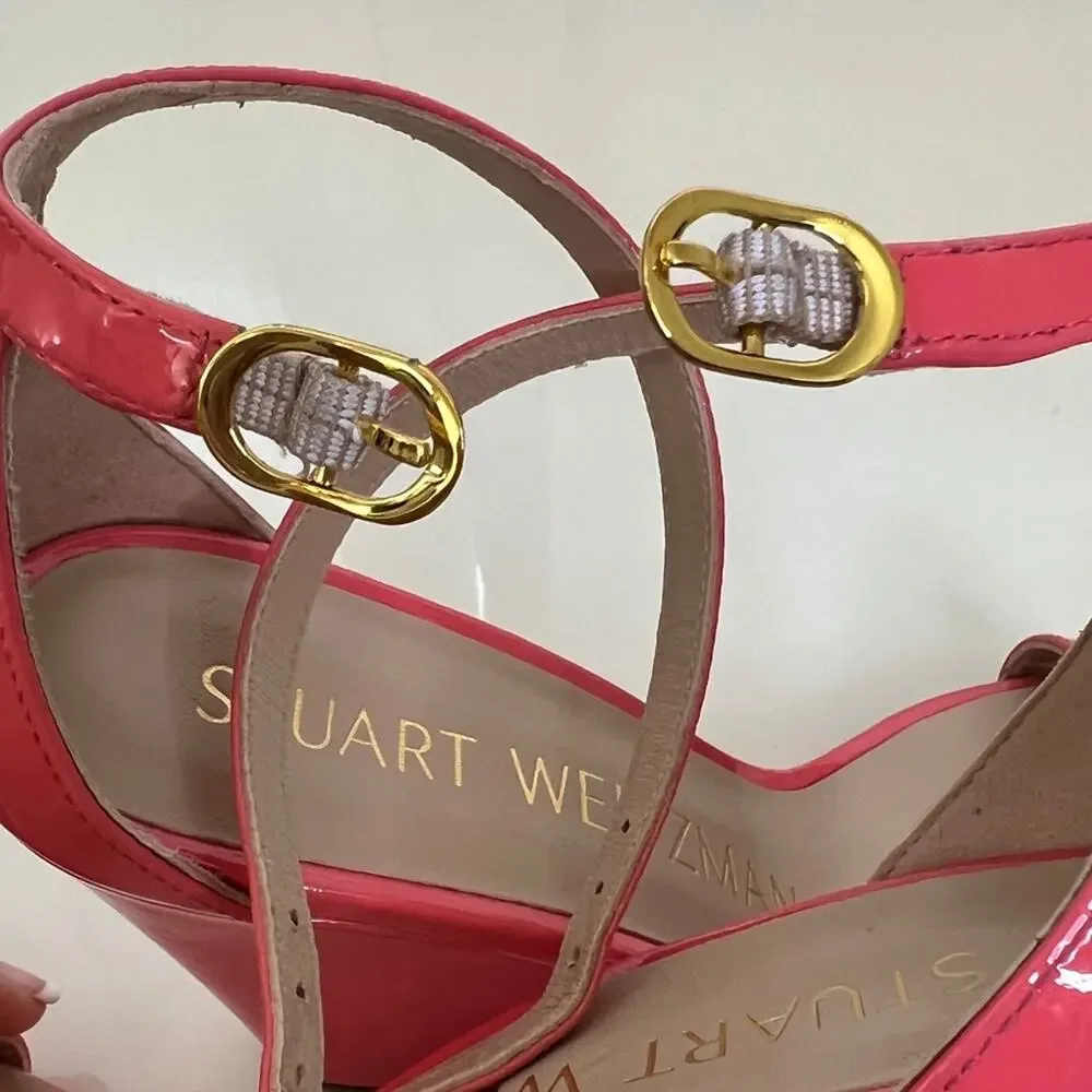 Stuart Weitzman Nudistcurve 85 Wedge Heels Salmon Womens 6 Like New - Picture 6 of 12